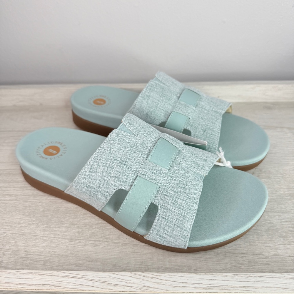 Brand New! Revitalign Lisbon light blue slide sandals size 9.5 wide